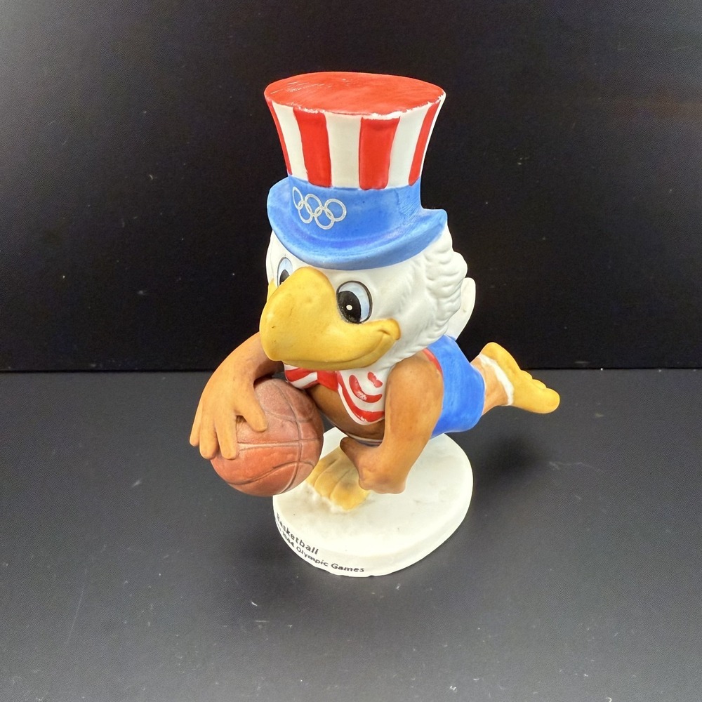 Vintage 1984 LA Olympics Sam the Eagle Mascot Basketball Figurine Papel USA